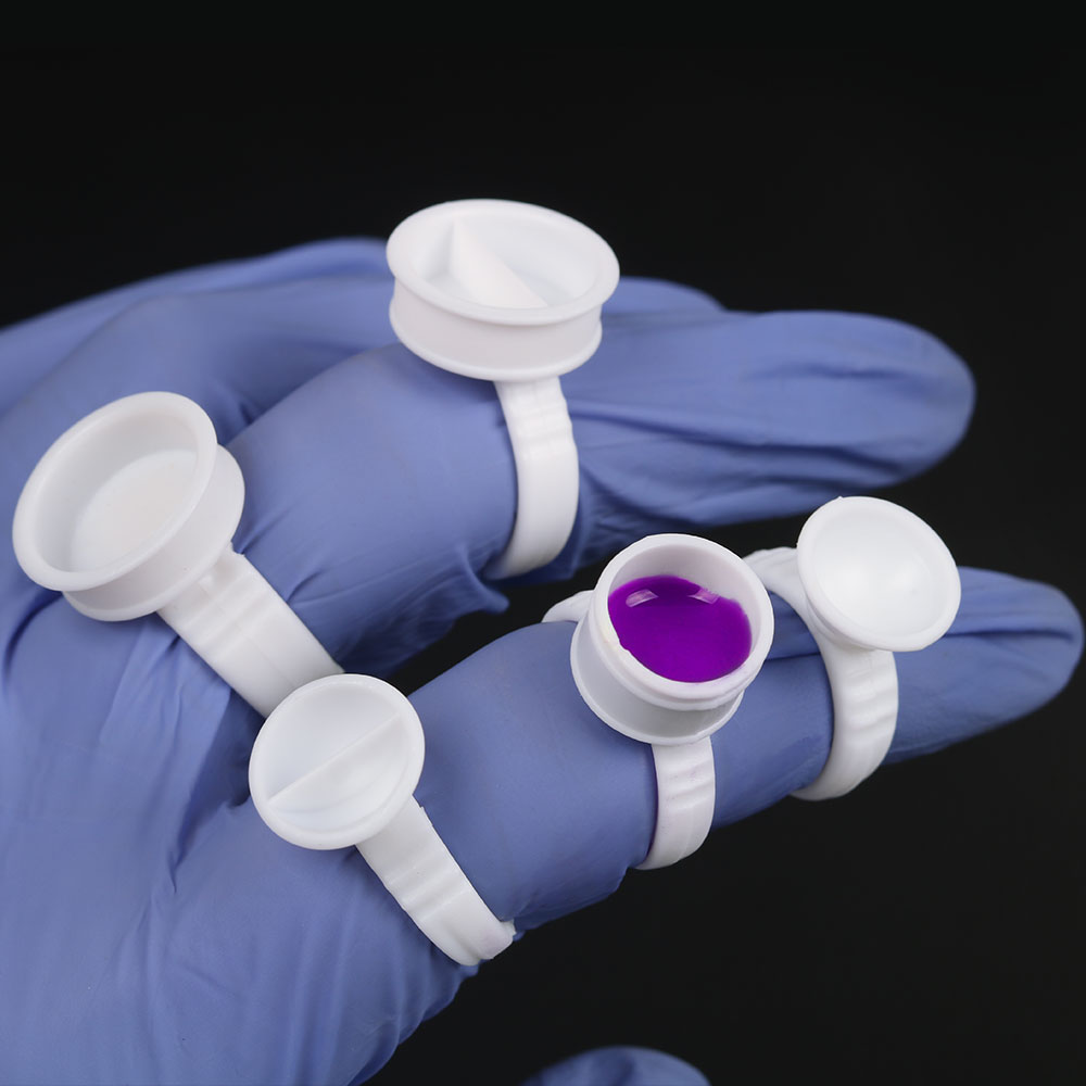 Nail Art Extension - 100PCS Tattoo Rings Cups Disposable Glue