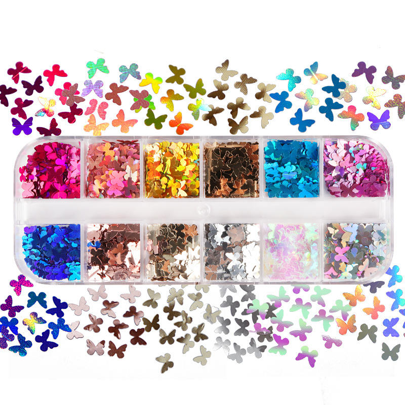 Nail Art Extension - Mix Color Fluorescent Butterfly Glitter Eyelash