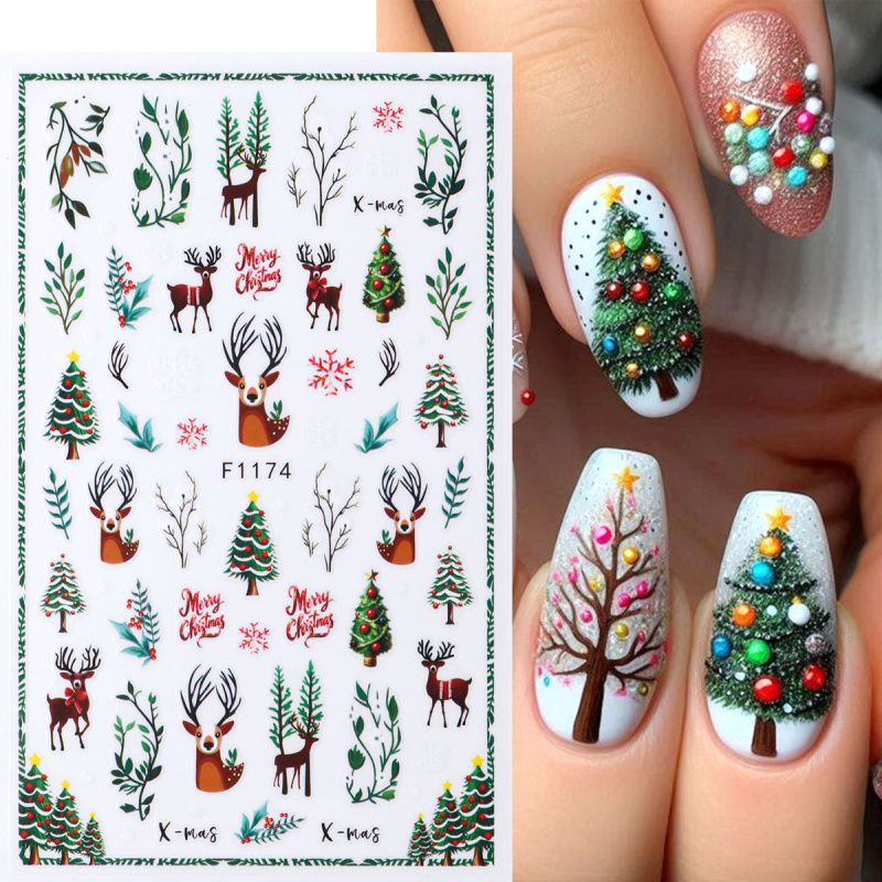 2pcs Festive Christmas Nail St - Nail Art Xmas Tree review and price