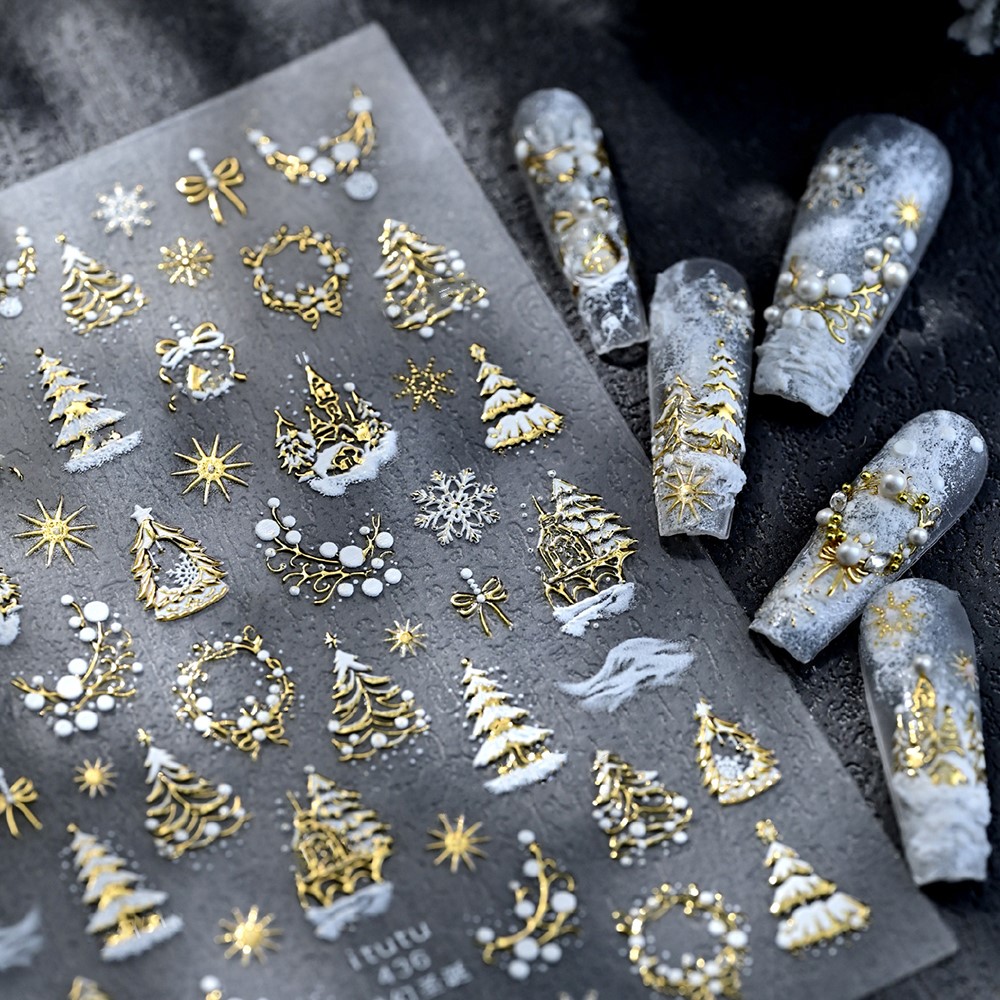5D Embossed Gold Castle/Garlan - Nail Art Xmas Tree review and price