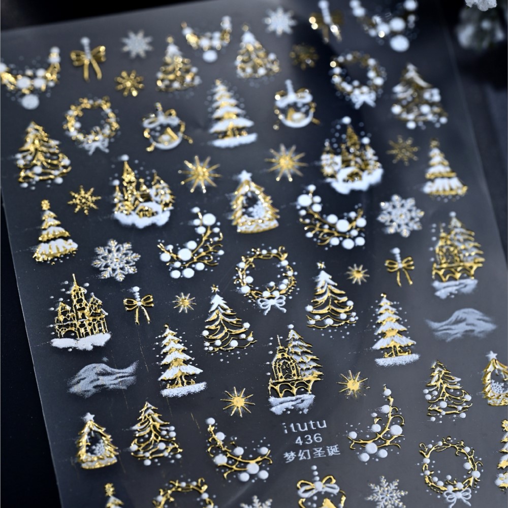 5D Embossed Gold Castle/Garlan - Nail Art Xmas Tree review and price
