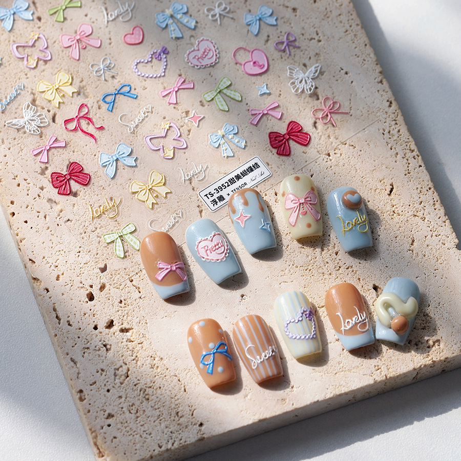 TENSOR NAIL Pastel Bow Heart B - Nail Art Elegan review and price